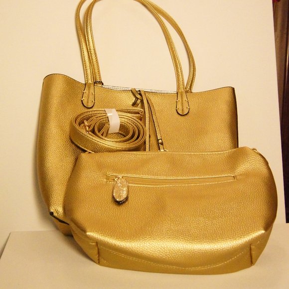 Imoshion Large Reversibile Genuine Faux Leather Bag-In-A-Bag Tote - Picture 8 of 12